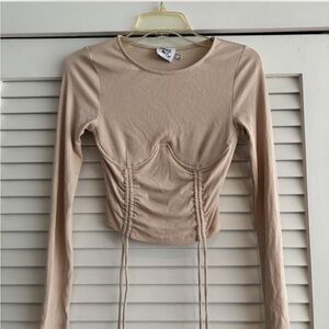 Princess Polly Nude Long Sleeve Crop Top